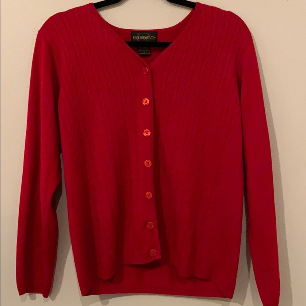 Red Requirements cardigan